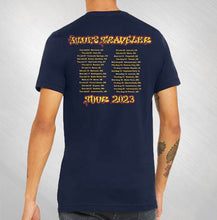 Load image into Gallery viewer, Blues Traveler - Distressed Circle Logo Navy 2023 Tour Tee
