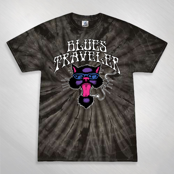 Black Tie-Dye Cat Tee
