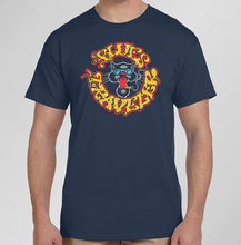 Load image into Gallery viewer, Blues Traveler - Distressed Circle Logo Navy 2023 Tour Tee
