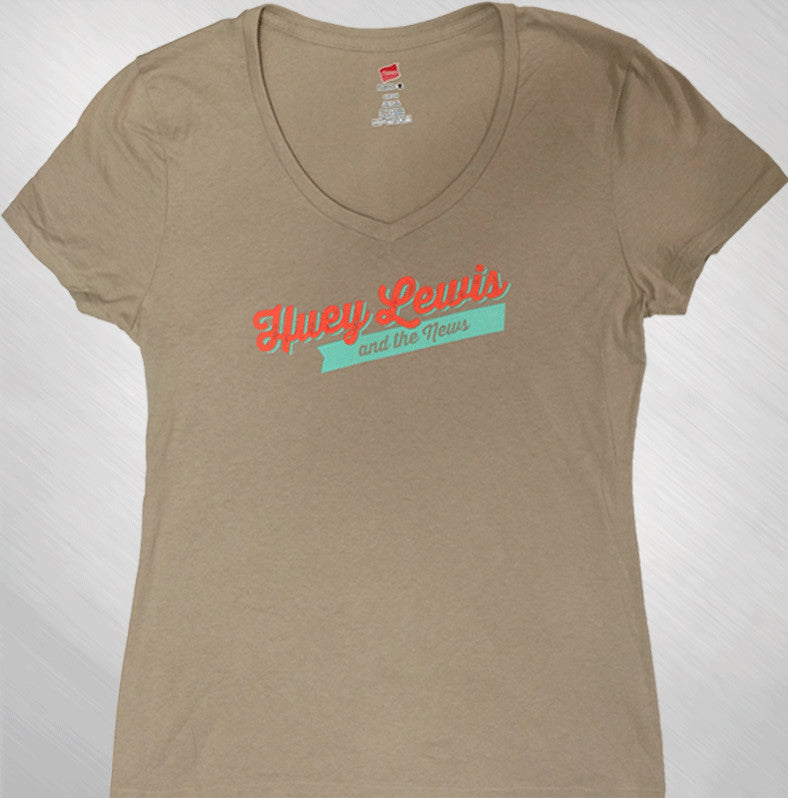 Women's Khaki Script V-Neck