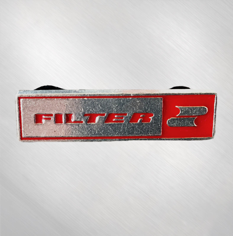 FILTER - Chrome and Red Logo Pin