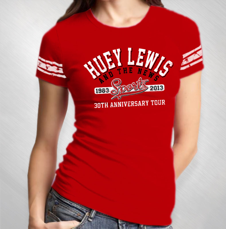 Women's Red Sports 30th Ann. Football Tee