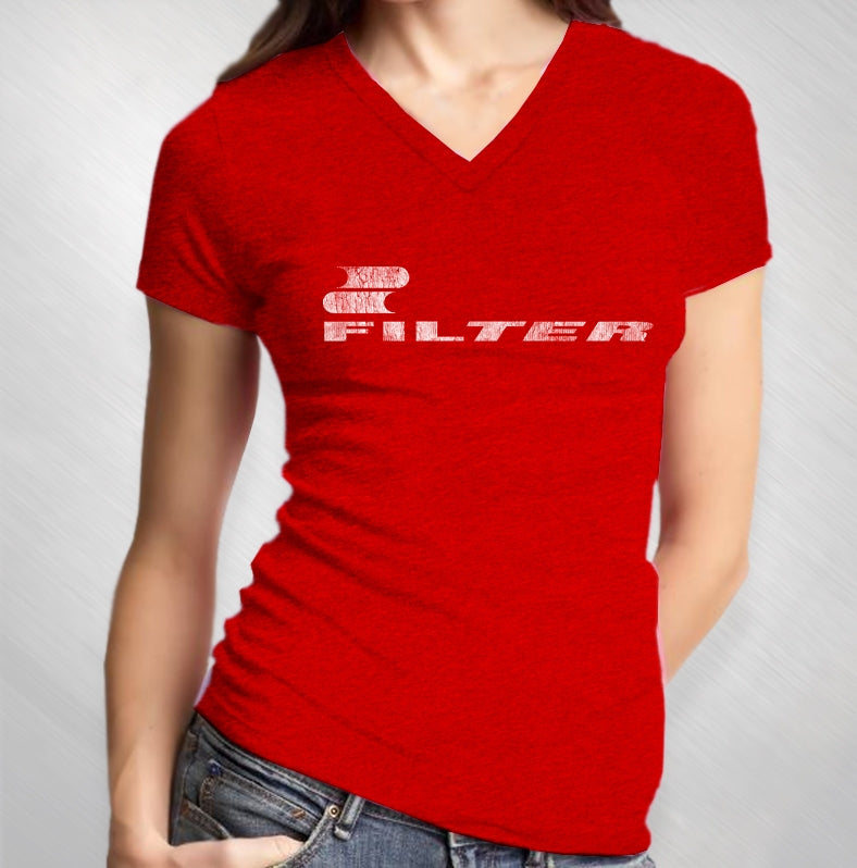 Women's Red Vintage Logo V-Neck